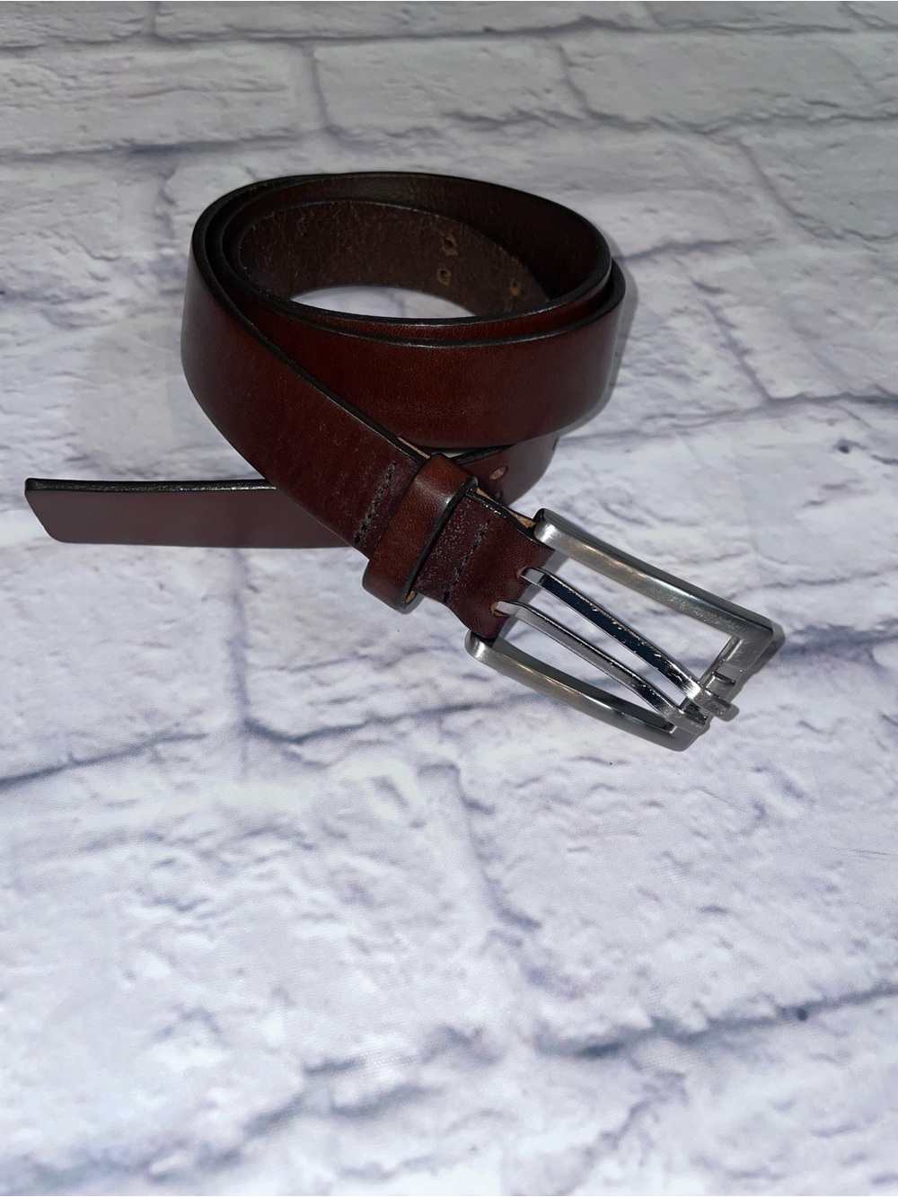 Banana Republic Brown Leather Belt with Silver Buckle. Medium